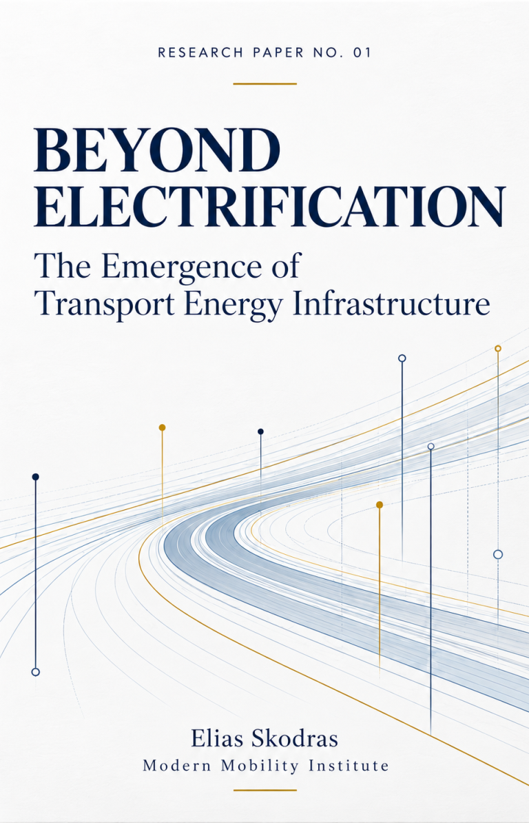 Cover of the research publication "Beyond Electrification: The Emergence of Transport Energy Infrastructure" by Modern
Mobility Institute, 2