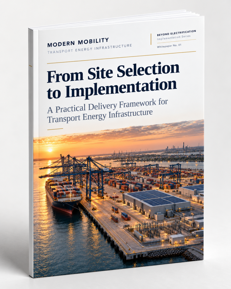 Buch Cover Research Paper Cover of the research publication "Beyond Electrification: The Emergence of Transport Energy Infrastructure" by Modern
Mobility Institute, 2